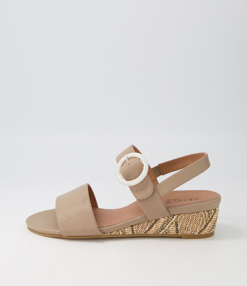 Grow Light Taupe Leather Syn Raffia Sandals