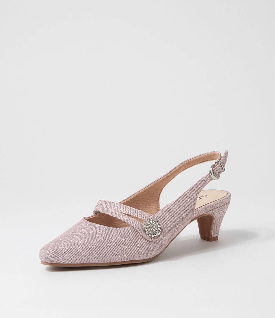 Lisshle2 Pink Sparkle Fabric Heels