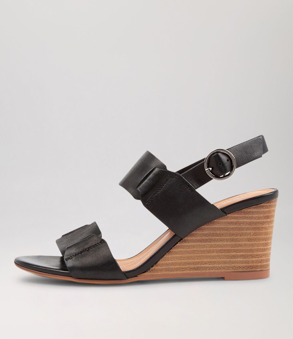 Shayme Black Natural Heel Leather Sandals