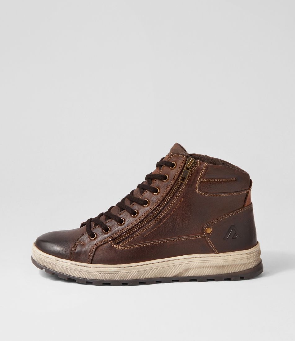 Preston Brown Pull Up Leather Lace Up Boots