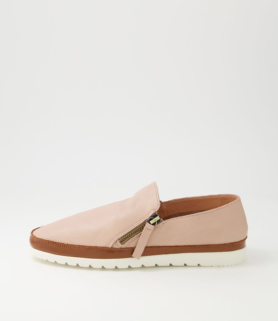 Ashli Dark Nude Leather Patent Flat Shoes