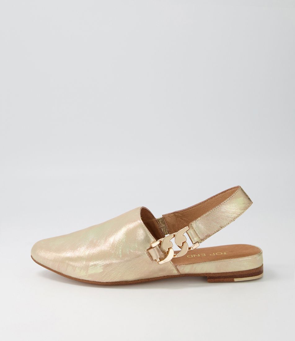 Fovo Old Gold Scratch Leather Flat Shoes