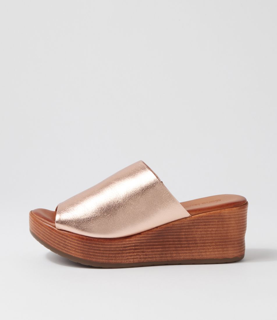 Charge2 Pale Rose Gold Leather Slides