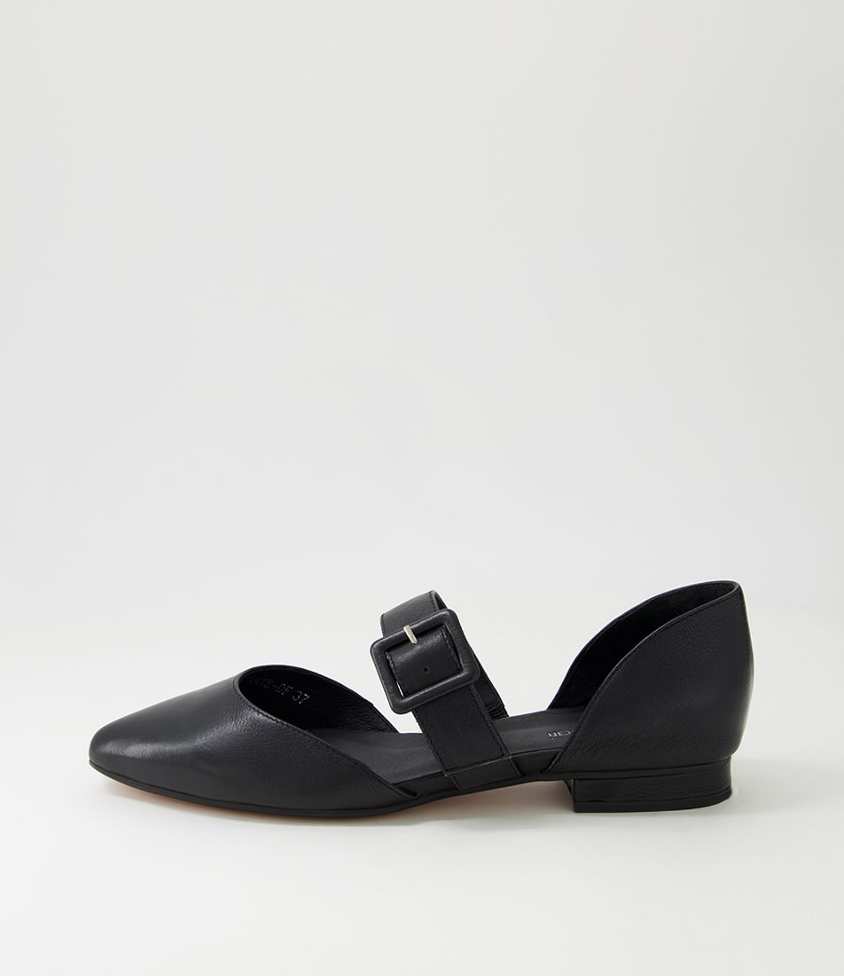 Dante Black Leather Flat Shoes