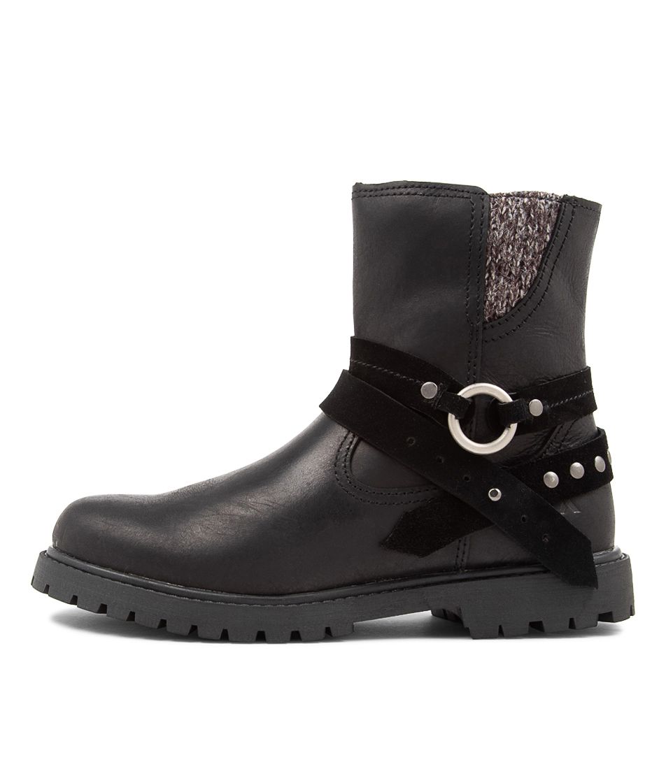 Teenni Black Multi Lace Up Boots