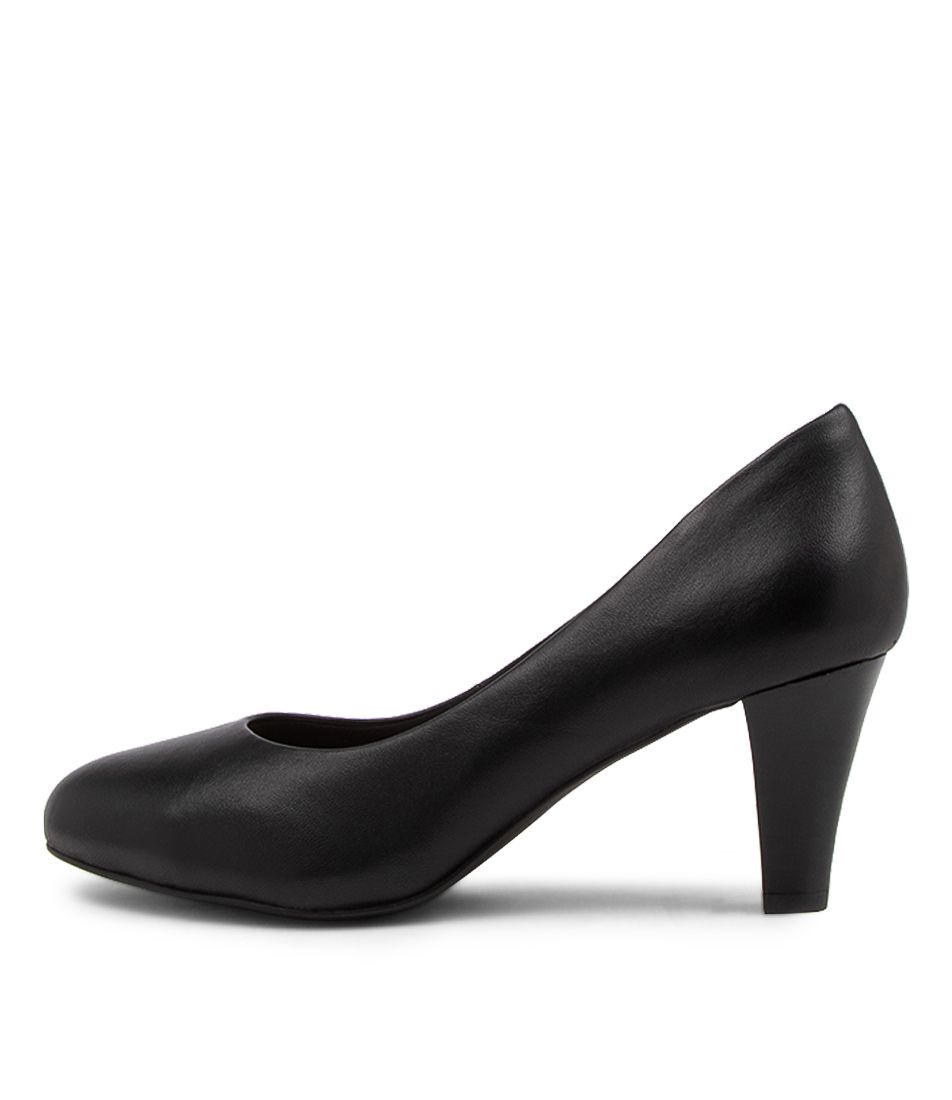 Jessin Black Leather Pump Heels