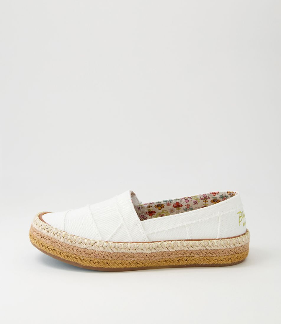 Nyra White Canvas Flat Shoes