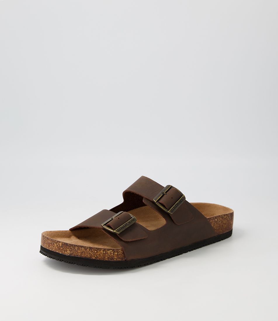 Karra Mocca Crazyhorse Leather Slides