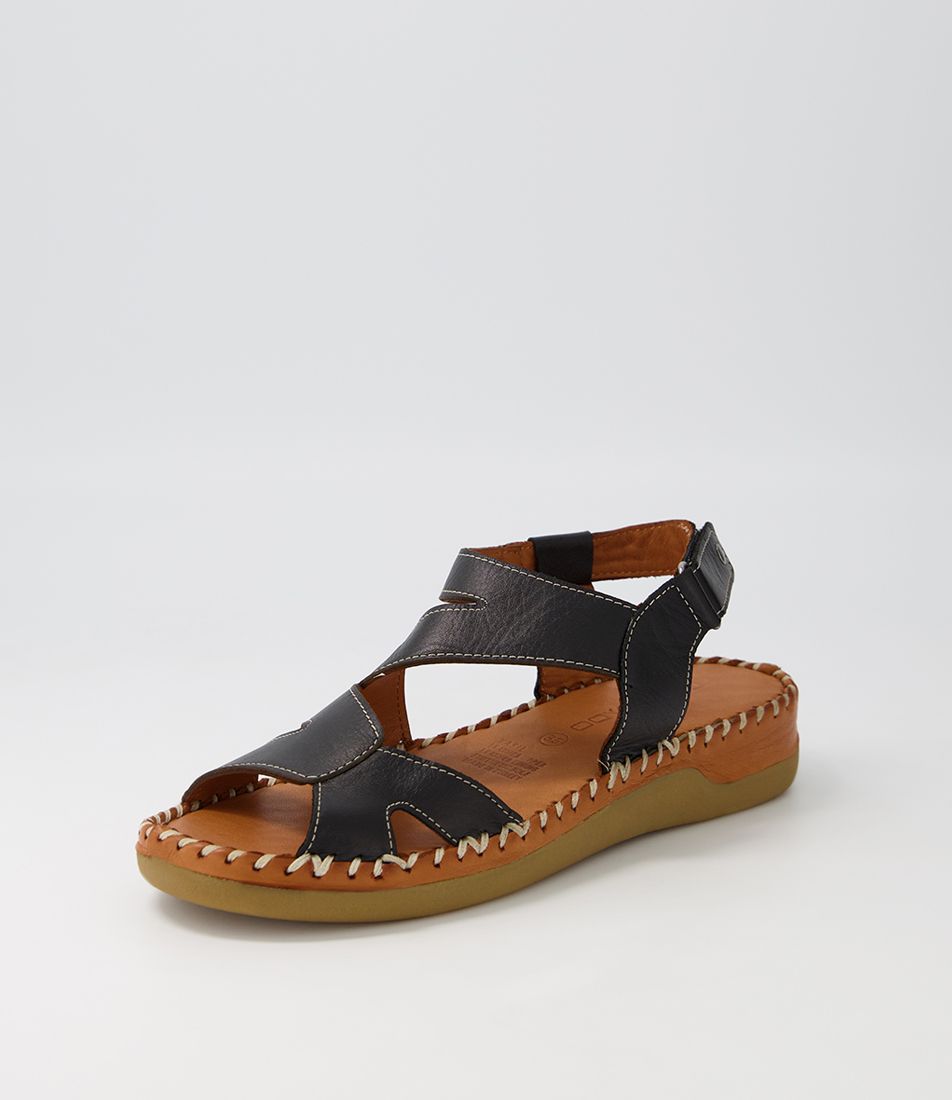 Yasil Black Leather Sandals