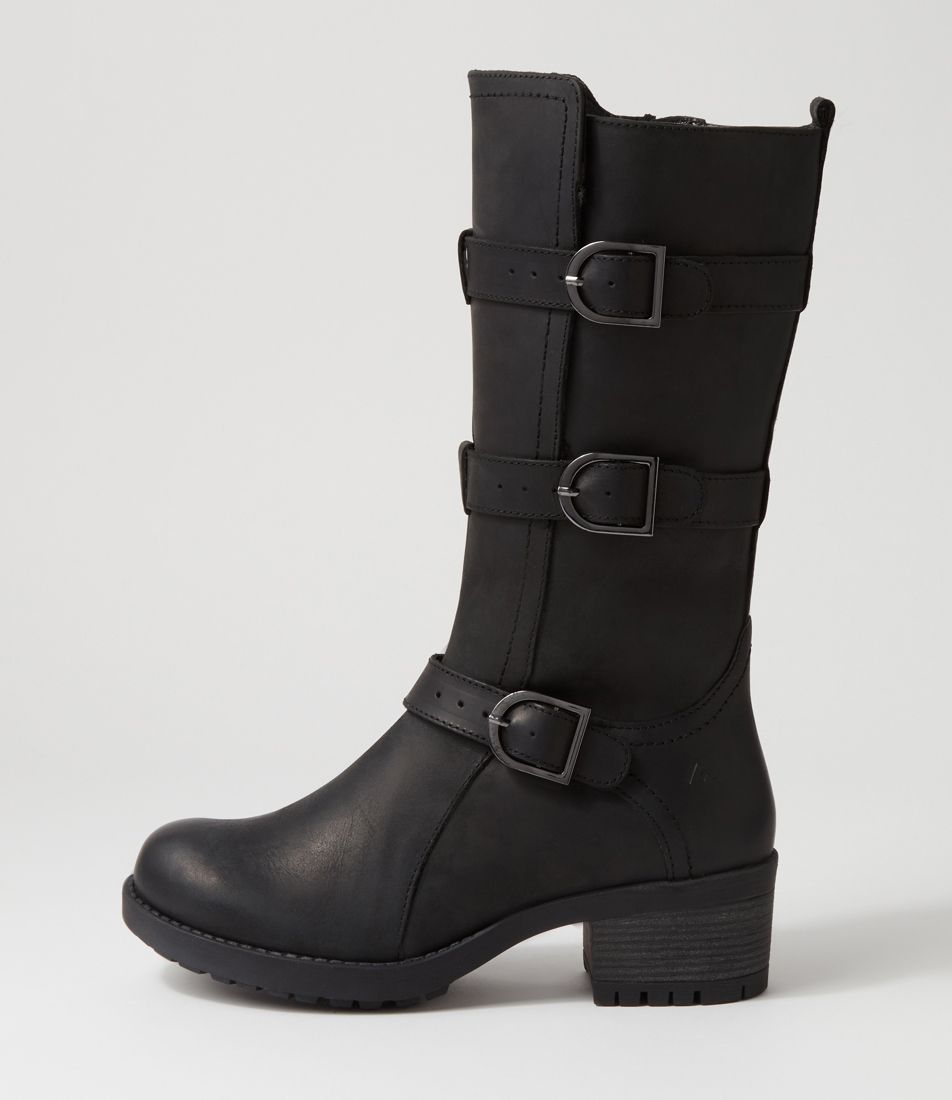 Fanclub Black Crazyhorse Leather Knee High Boots