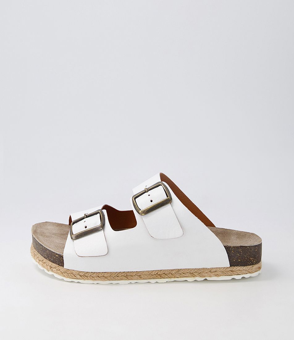 Iwion White Leather Sandals
