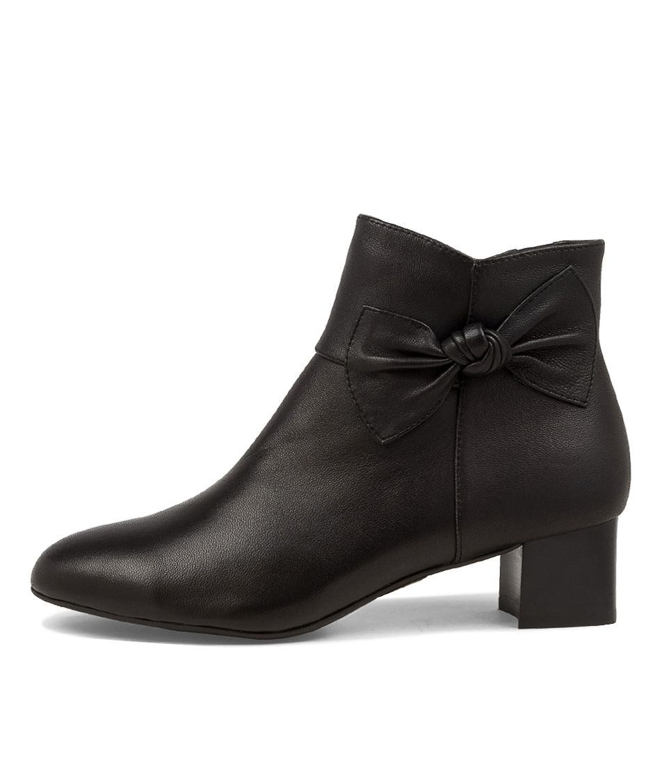 KARATE BLACK LEATHER ANKLE BOOTS BLACK HEEL