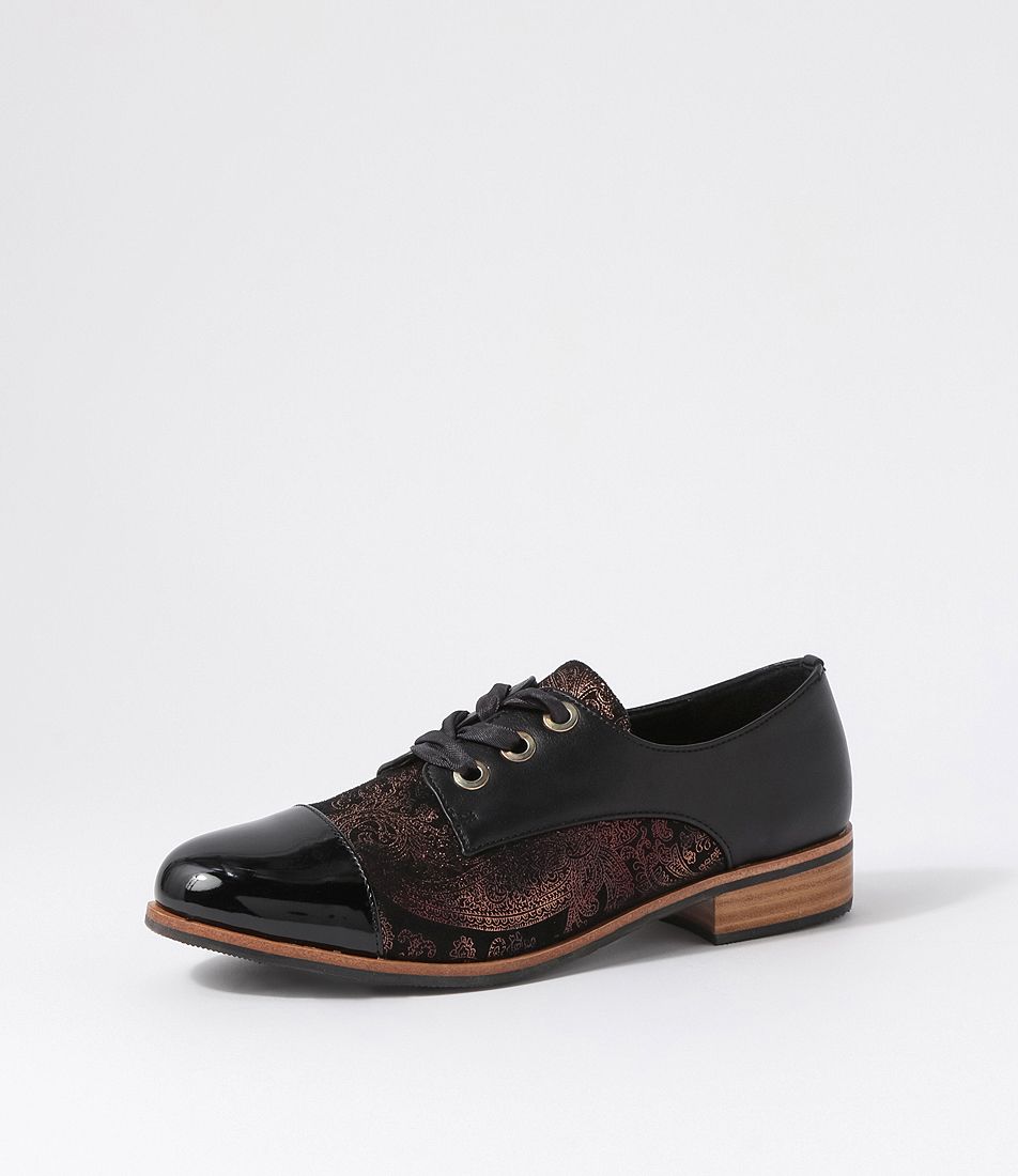 Hannie Black Multi Lace Up Flats