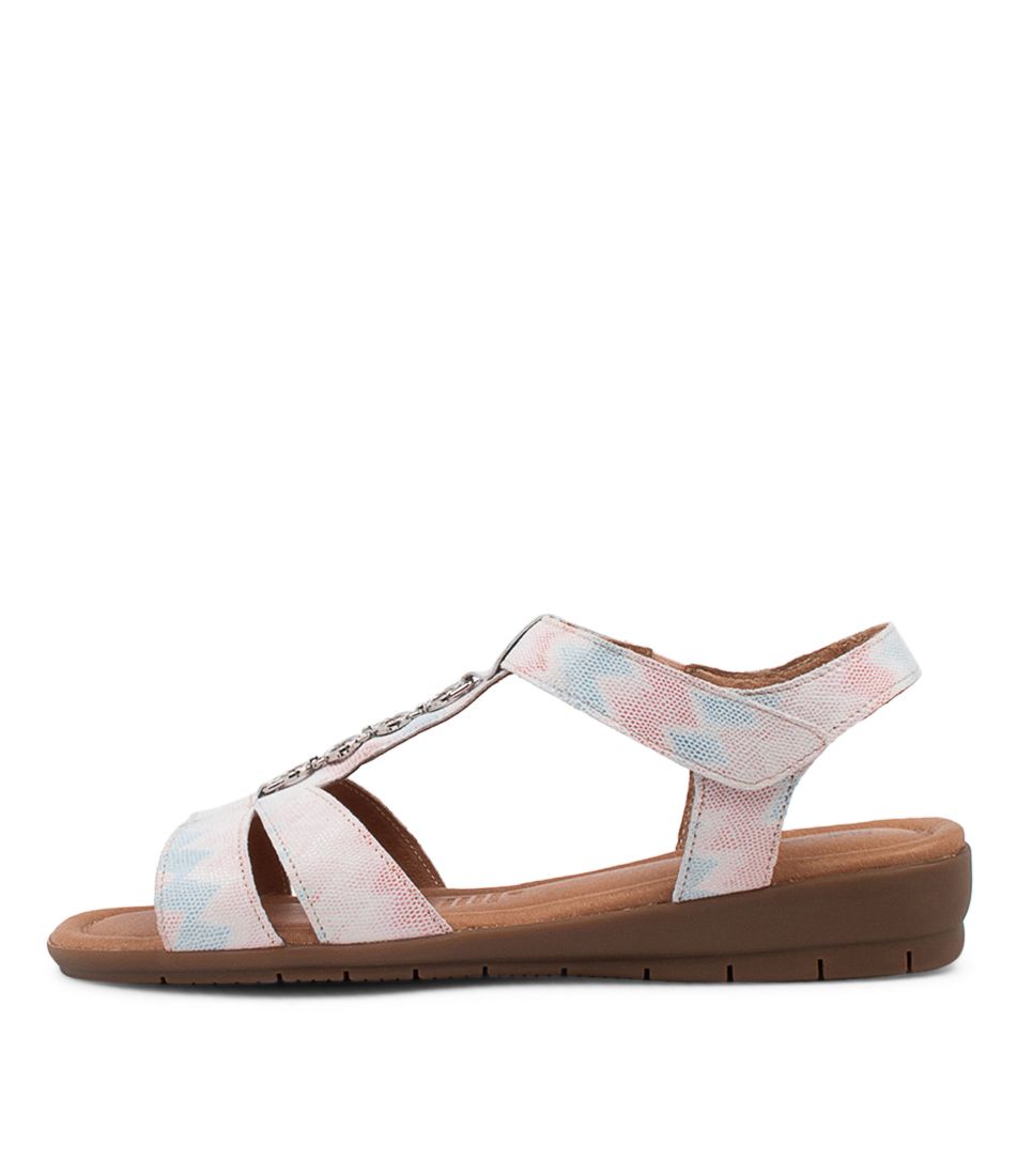 Ferraro Blush Lizard Print Suede Sandals