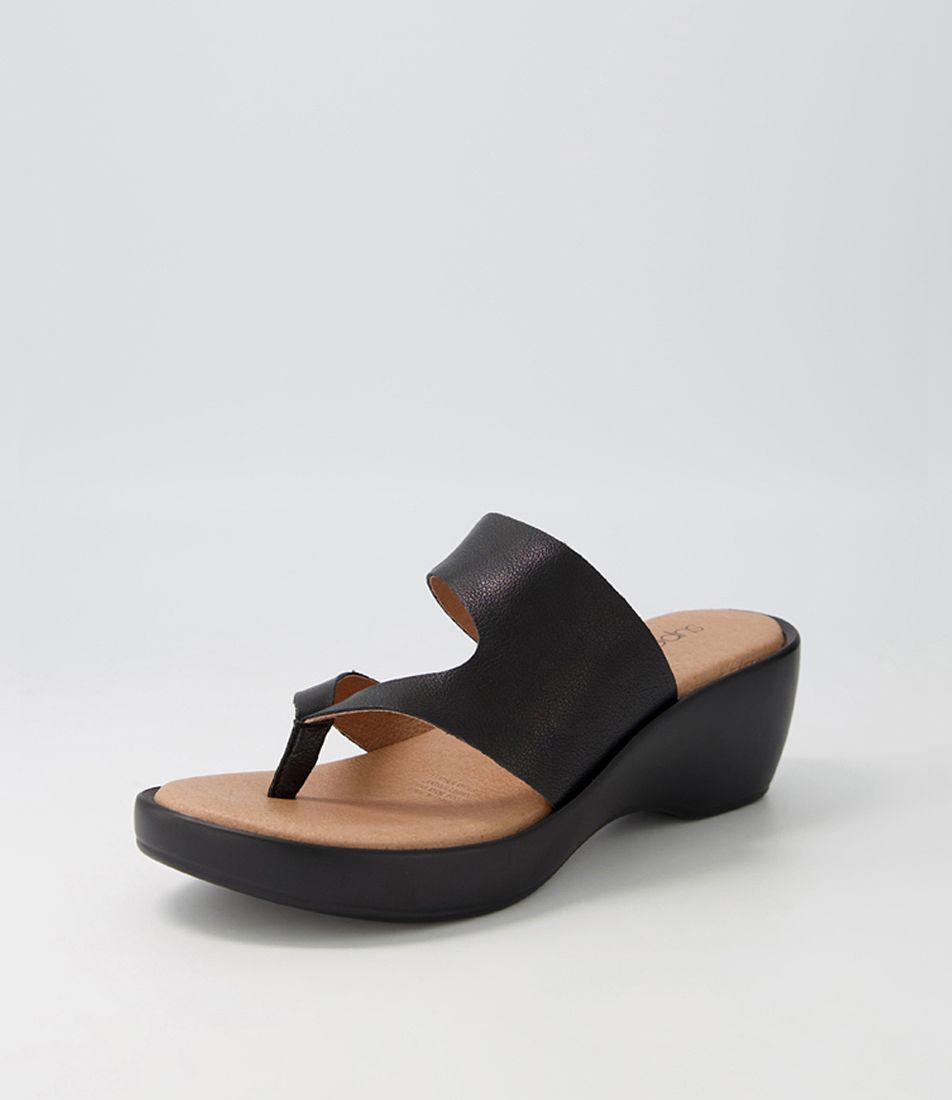 Bobbies Black Leather Sandals