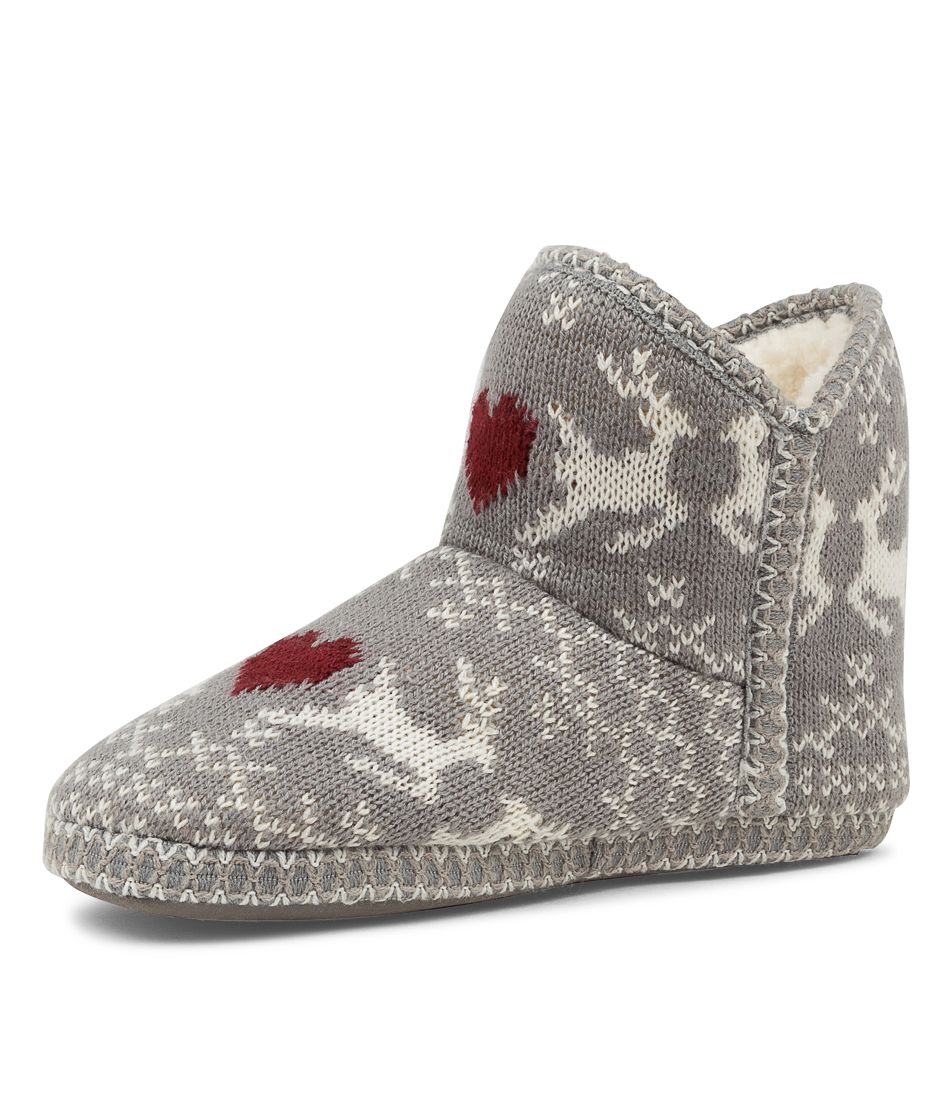 Wintry Grey Fabric Boot Slippers