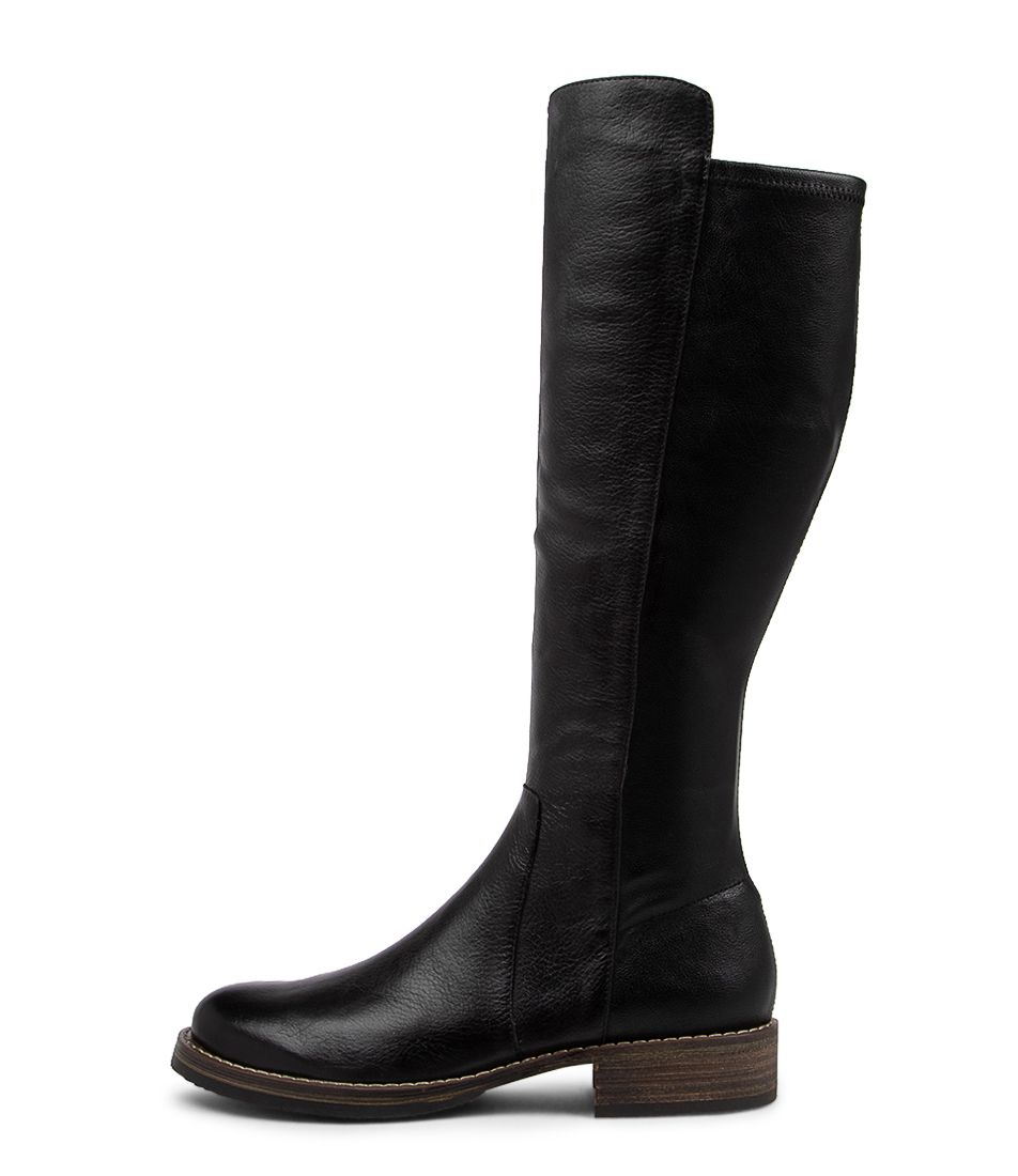 Unknots Black Leather Knee High Boots