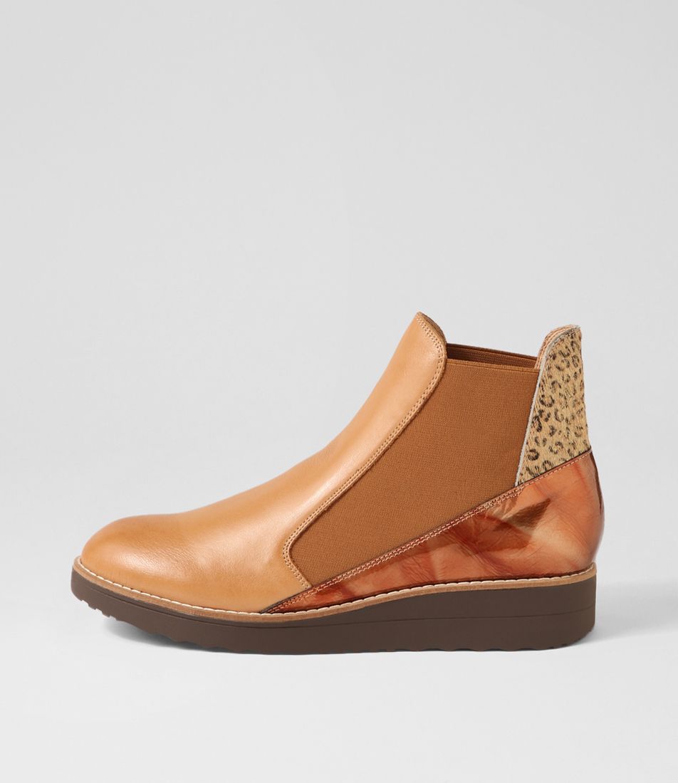 Osiel Dark Tan Camel Gold Leopard Multi Chelsea Boots