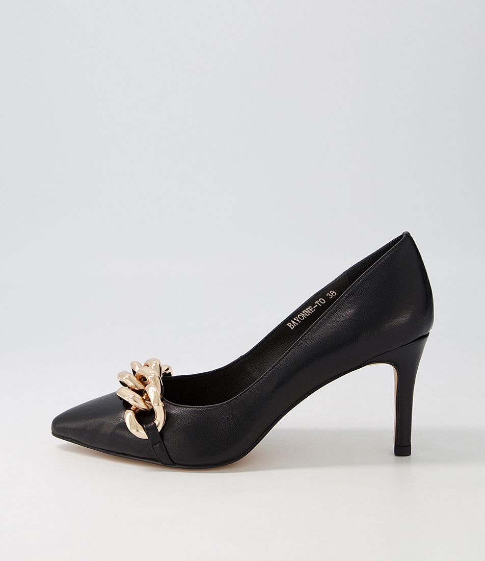 Bayonne Black Leather Pump Heels