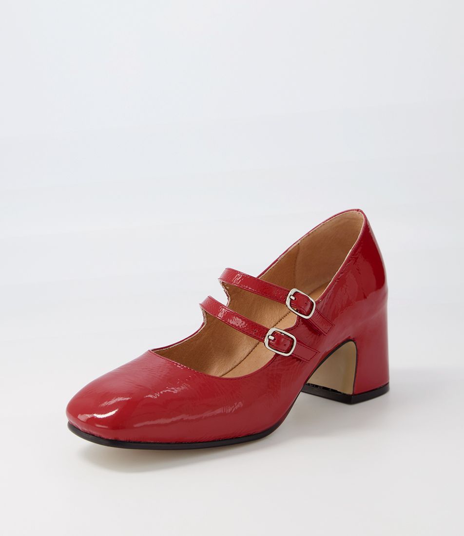 Fiyona Dark Red Patent Leather Mary Jane Heels