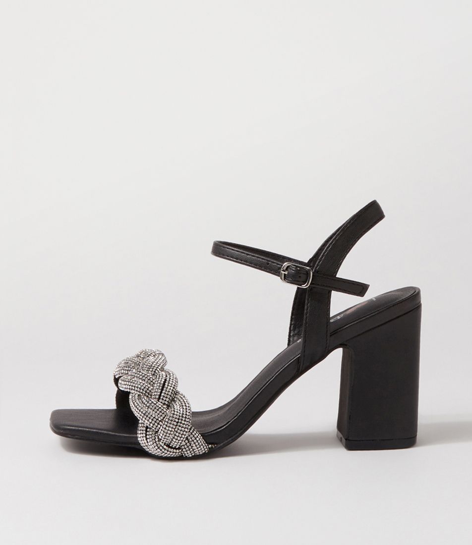 Tajari Black Silver Jewels Sandals