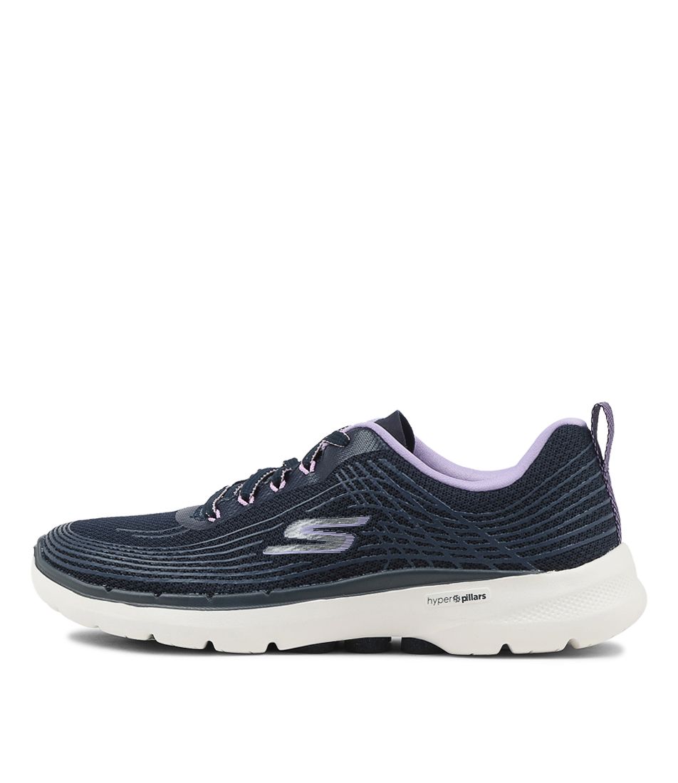 Go Walk 6 Navy Lavender Mesh Sneakers