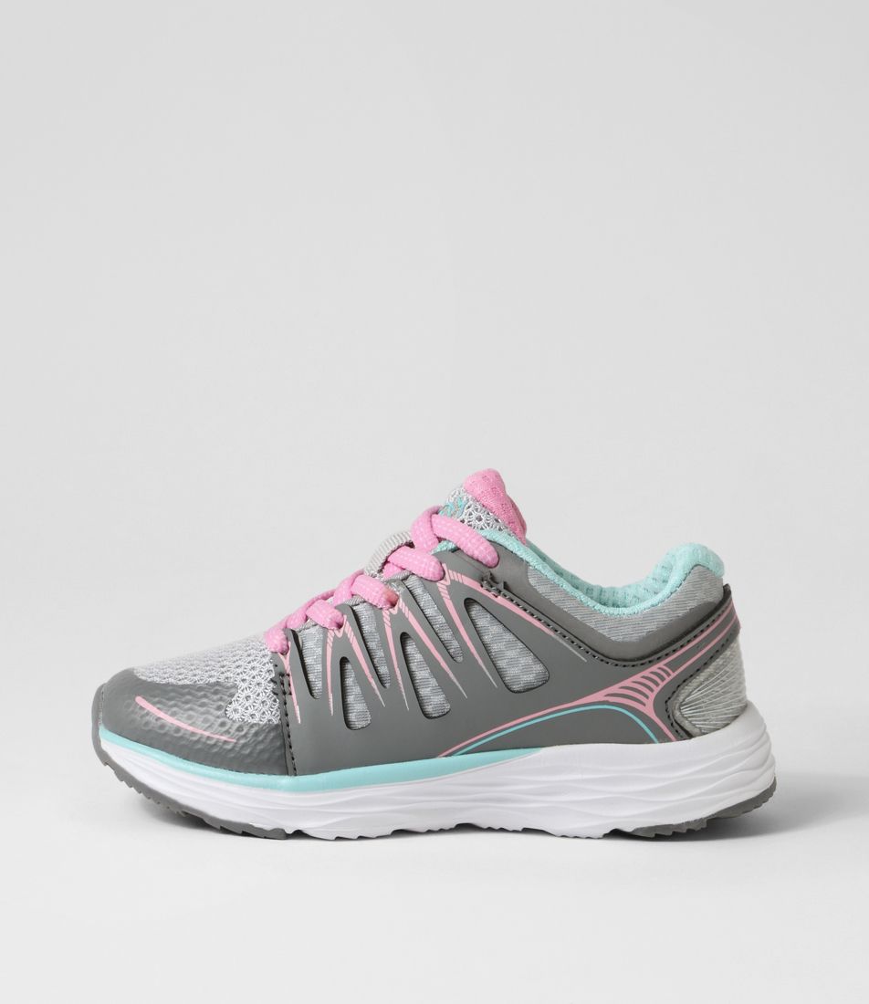 Rapid Jnr Grey Mint Pink Leather Sneakers