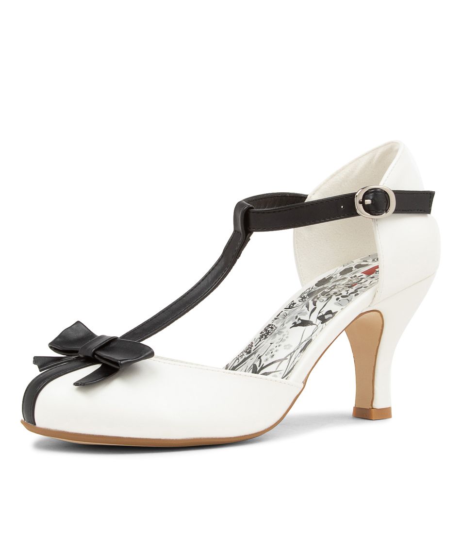 Mexie White Black Heels