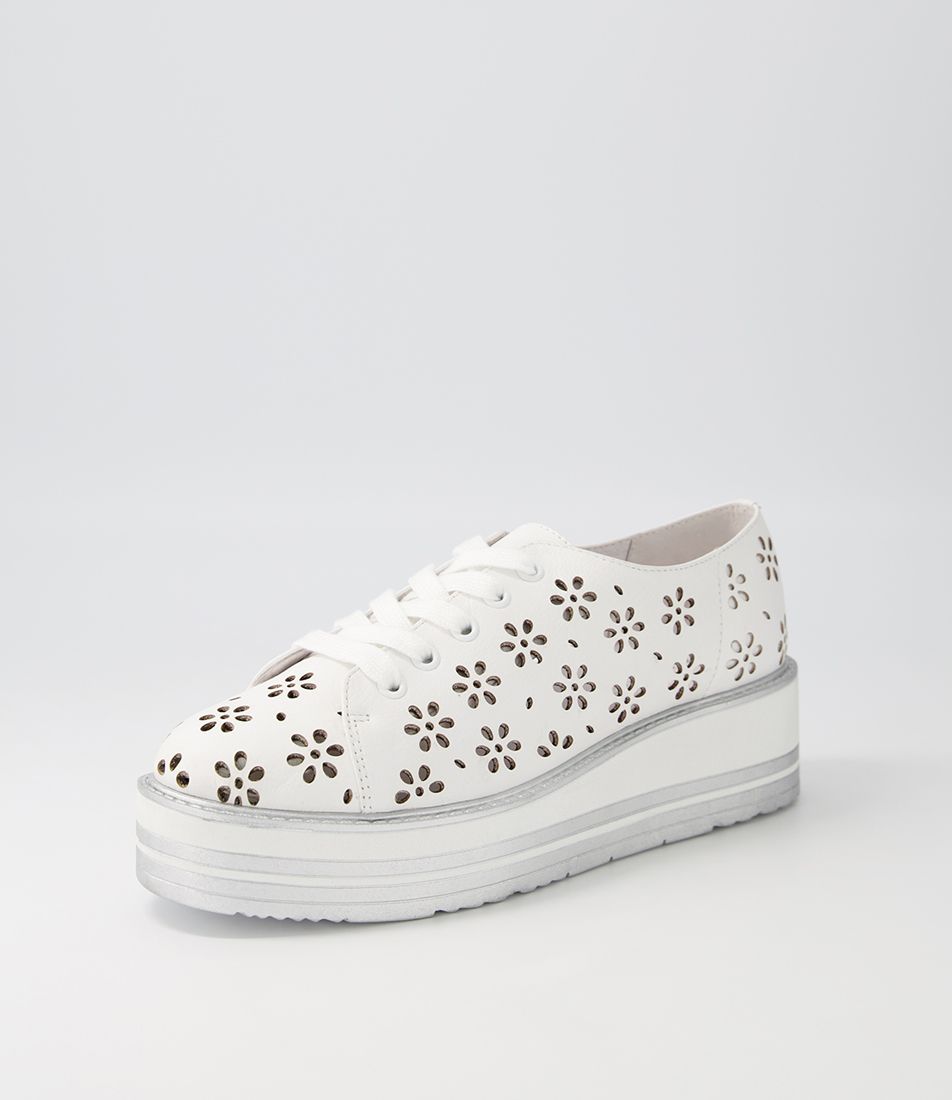 Sancia White Leather Sneakers
