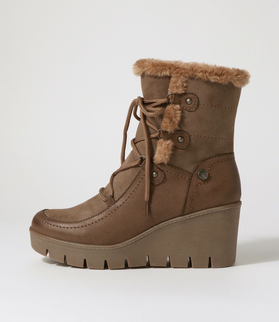 Ishmar Taupe Mix Lace Up Boots