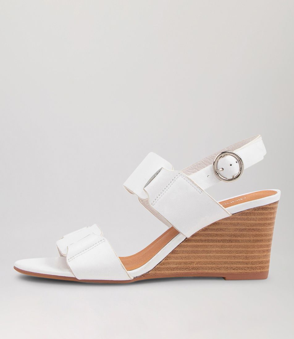 Shayme White Natural Heel Leather Sandals