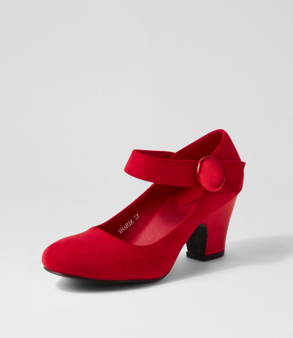 Sharik Red Microsuede Heels