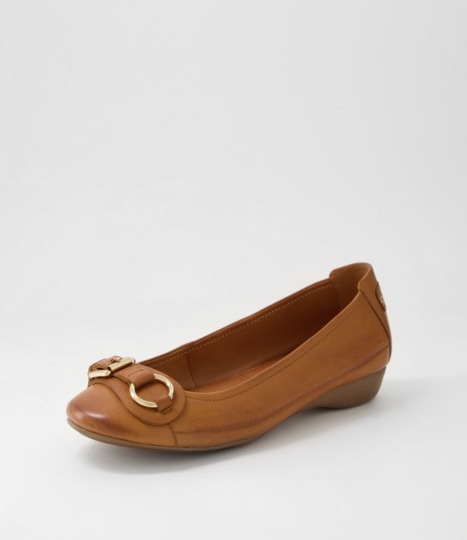 Elvina New Tan Leather Ballet Flats