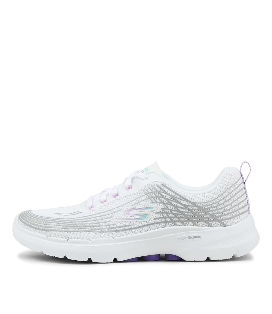 Go Walk 6 White Multi Mesh Sneakers