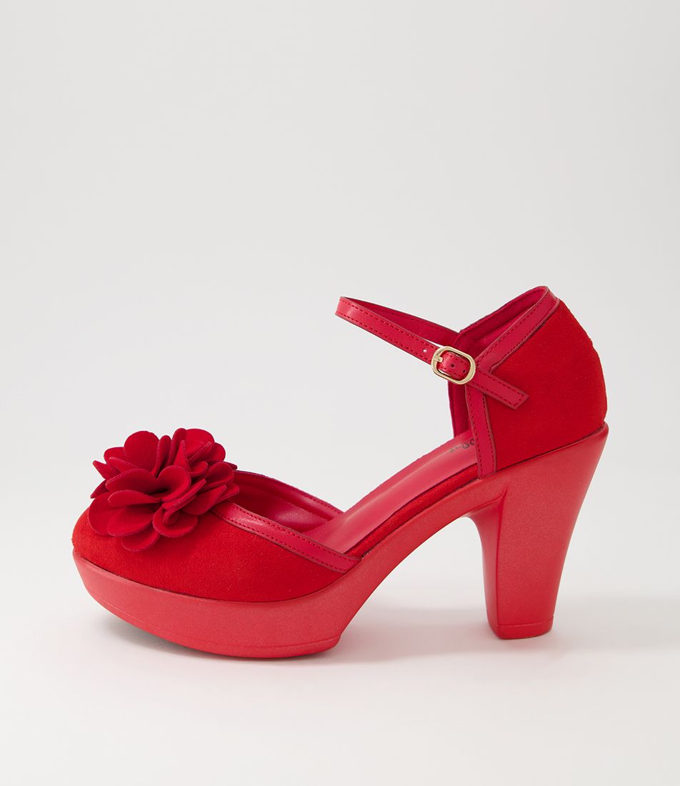 Winnet Red Microsuede Heels
