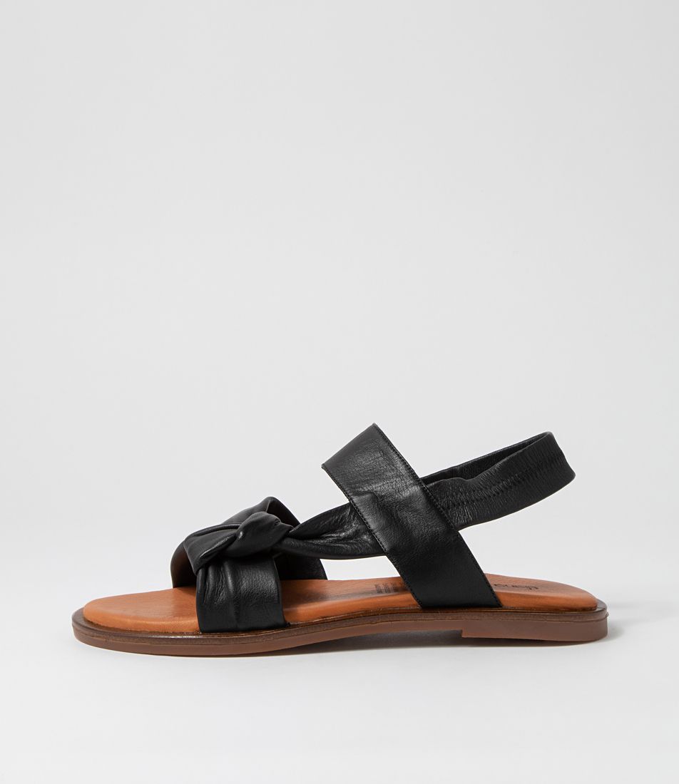 Potey Black Leather Sandals