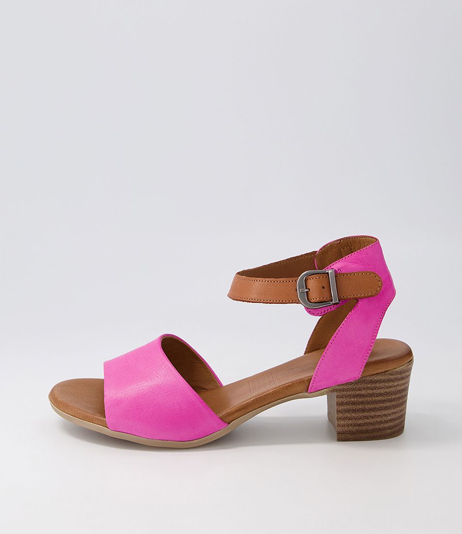 Evvae Fuchsia Tan Leather Sandals