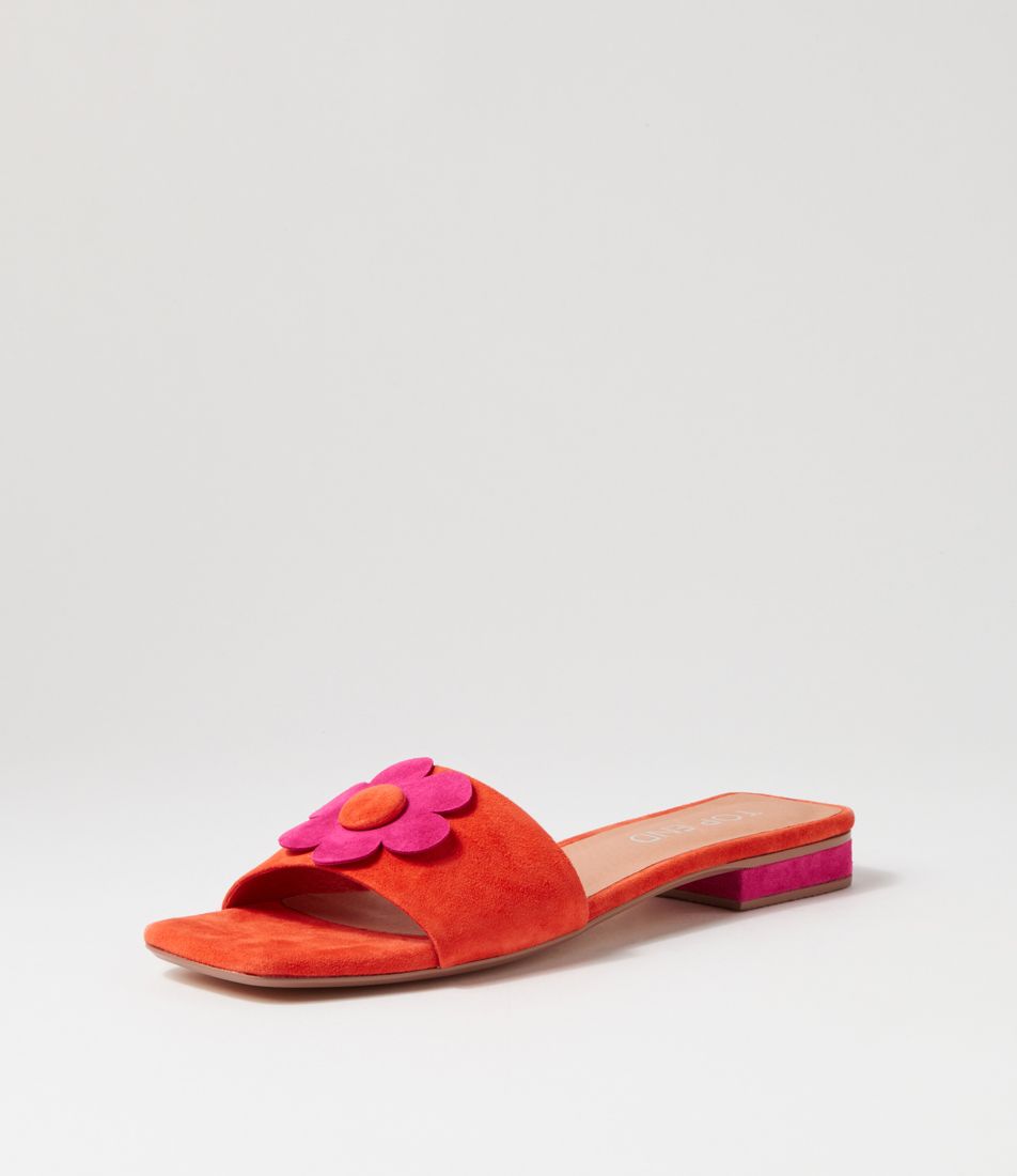 Kossi Orange Fuchsia Suede Slides