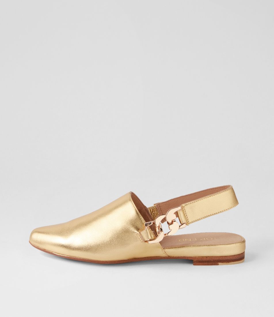 Fovo Old Gold Leather Flat Shoes