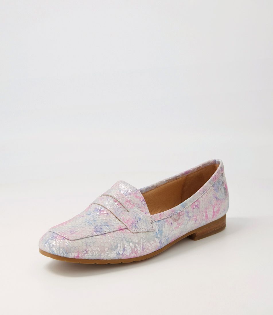 Melinato Pastel Print Leather Loafers