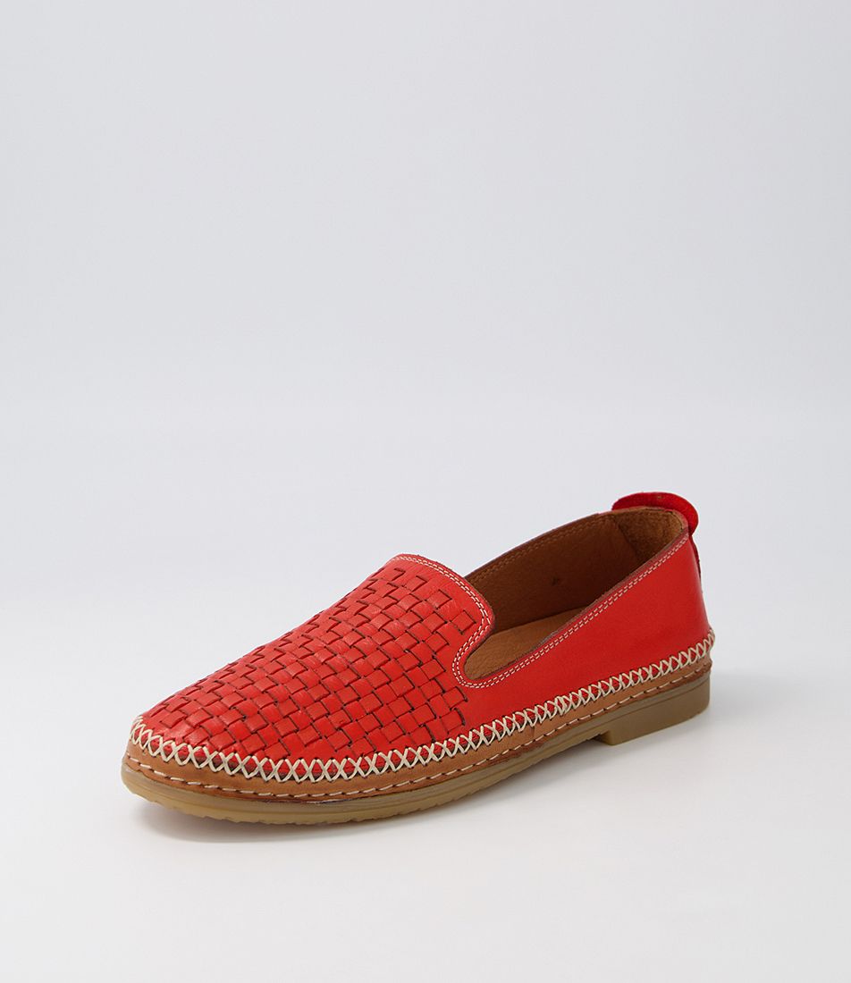Behdy Red Leather Loafers