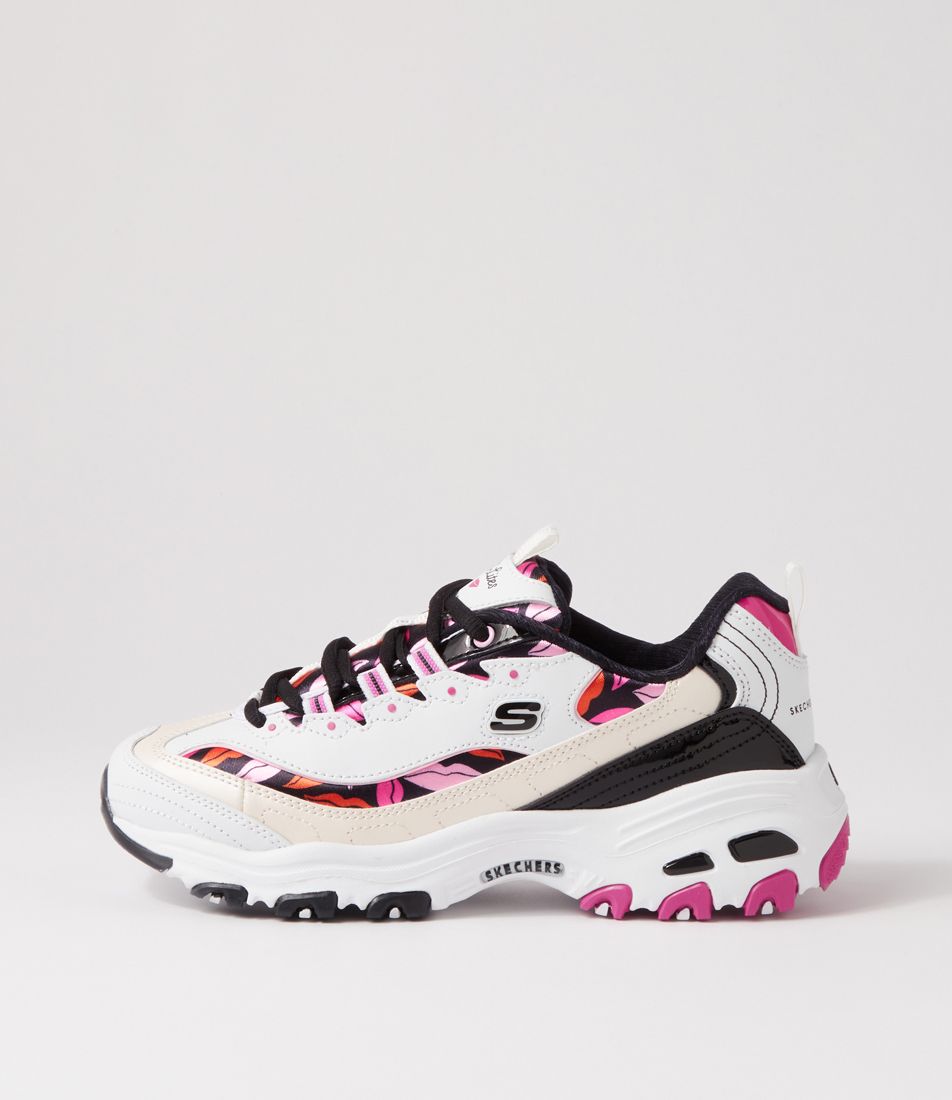 D Lites White Black Pink Leather Sneakers