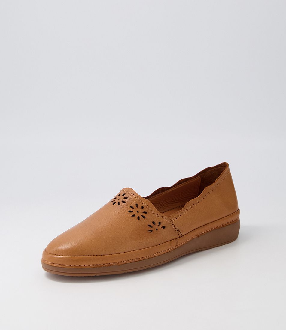 Marylee Tan Leather Flat Shoes