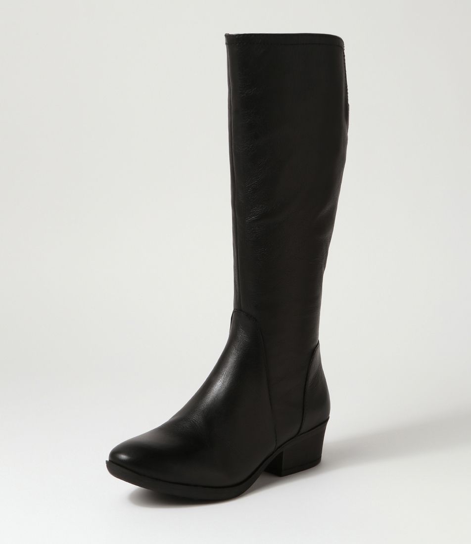Zesto Black Leather Knee High Boots
