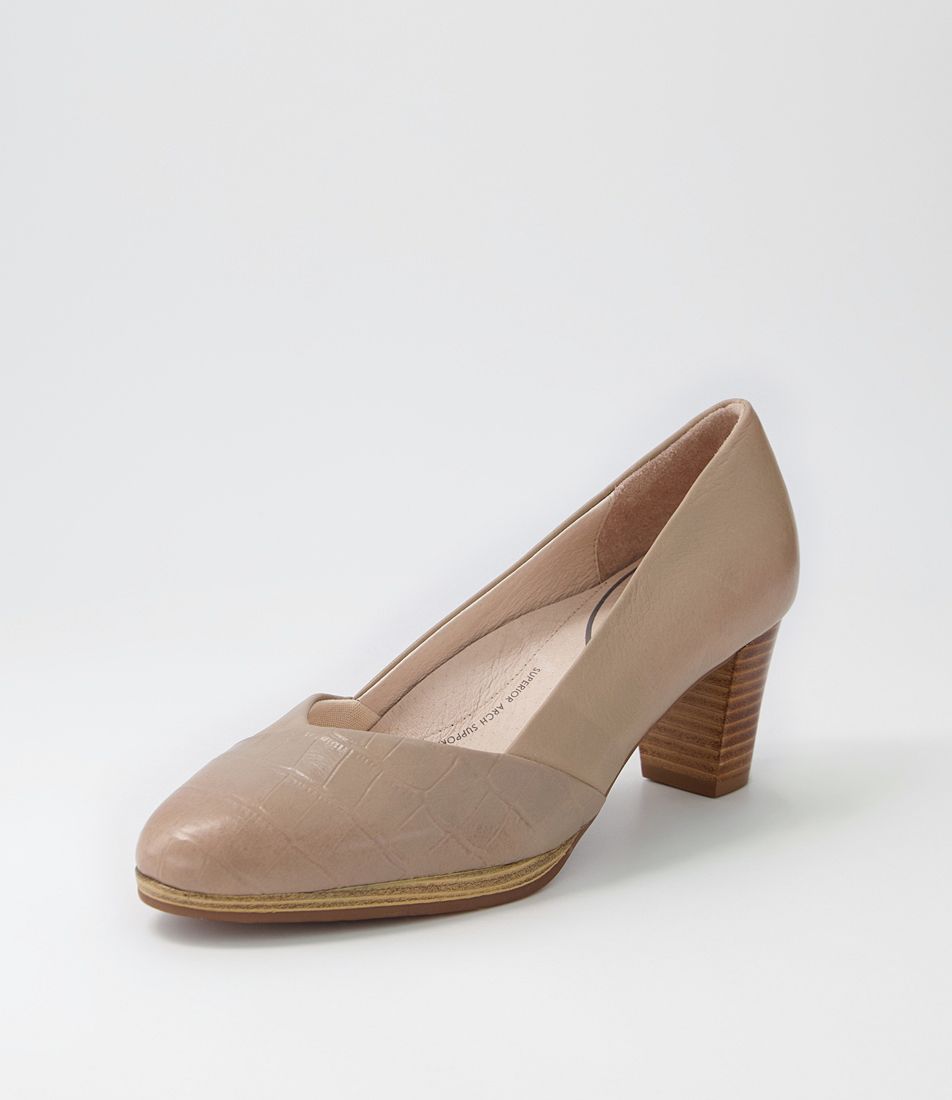 Denzil2 Light Taupe Croc Leather Heels