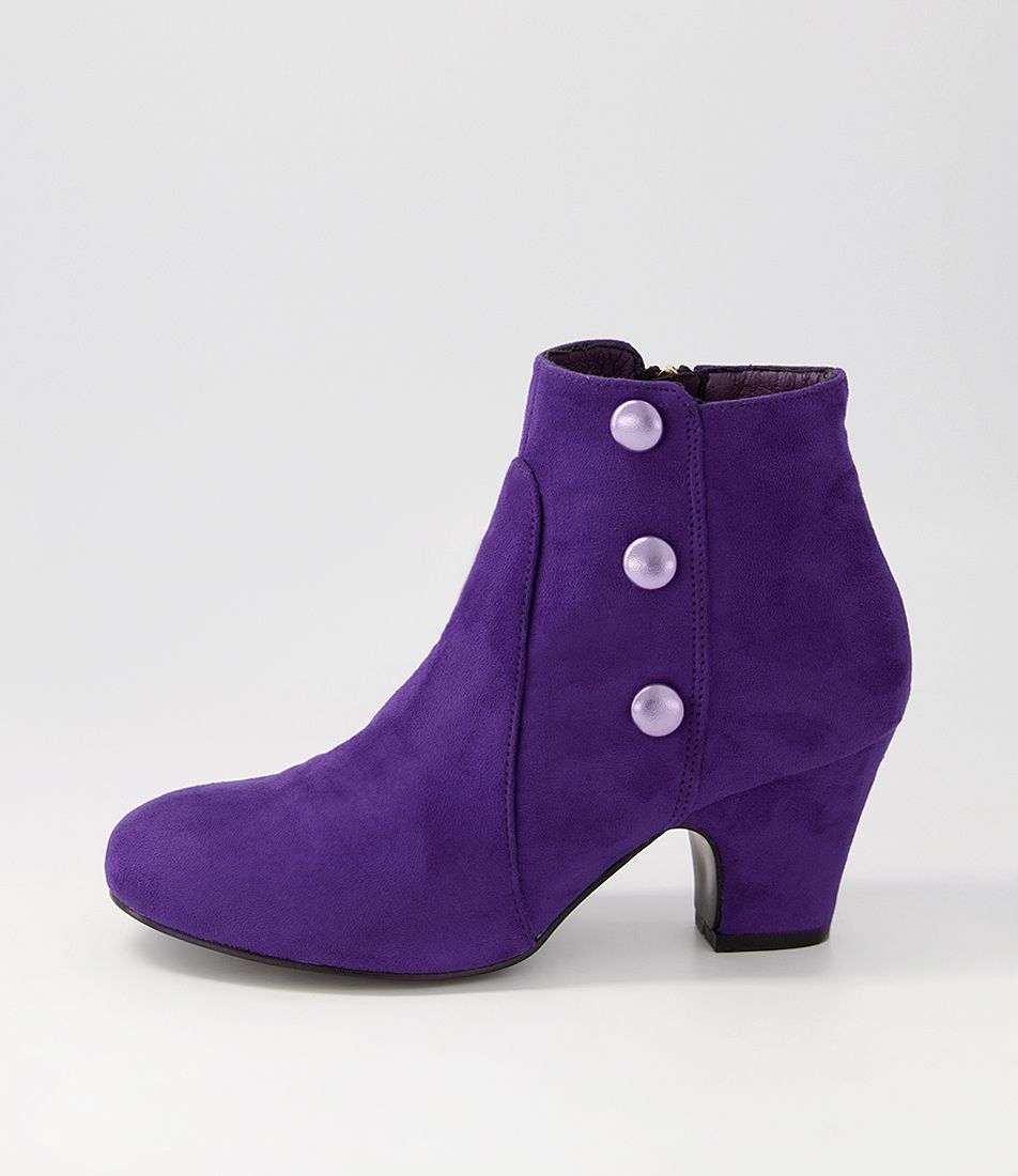 Seashe Purple Microsuede Ankle Boots