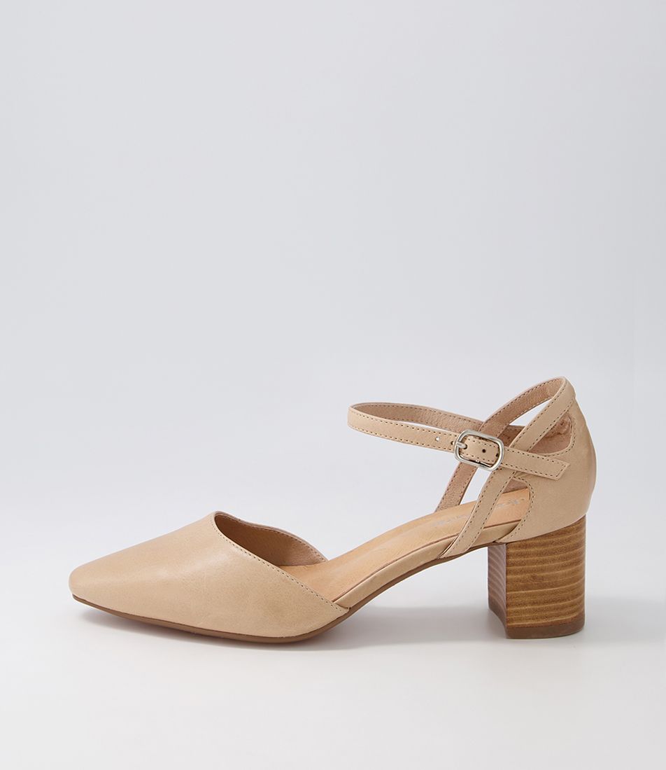 Loctavia Latte Natural Heel Leather Heels