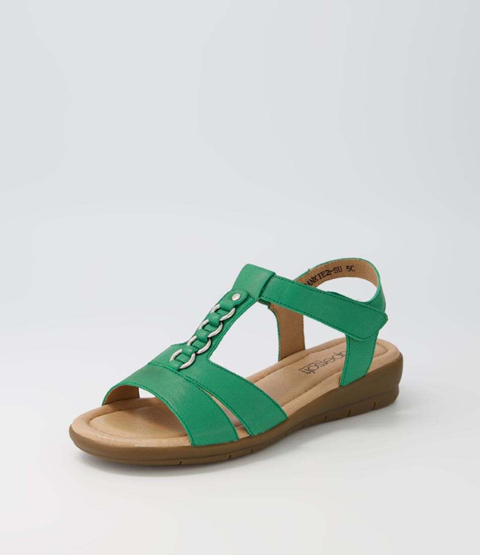 Frankie2 Emerald Leather Sandals