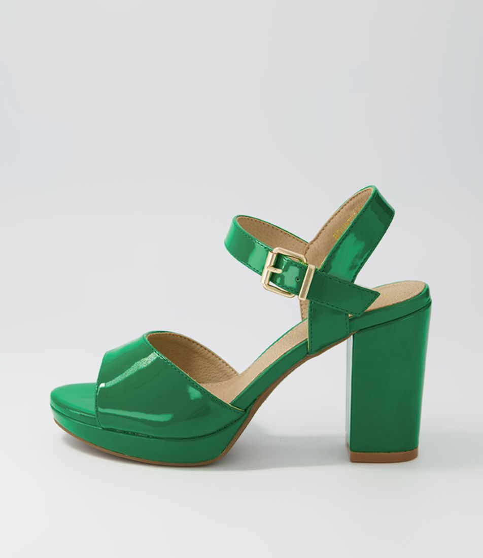 Bountys Green Patent Pu Sandals