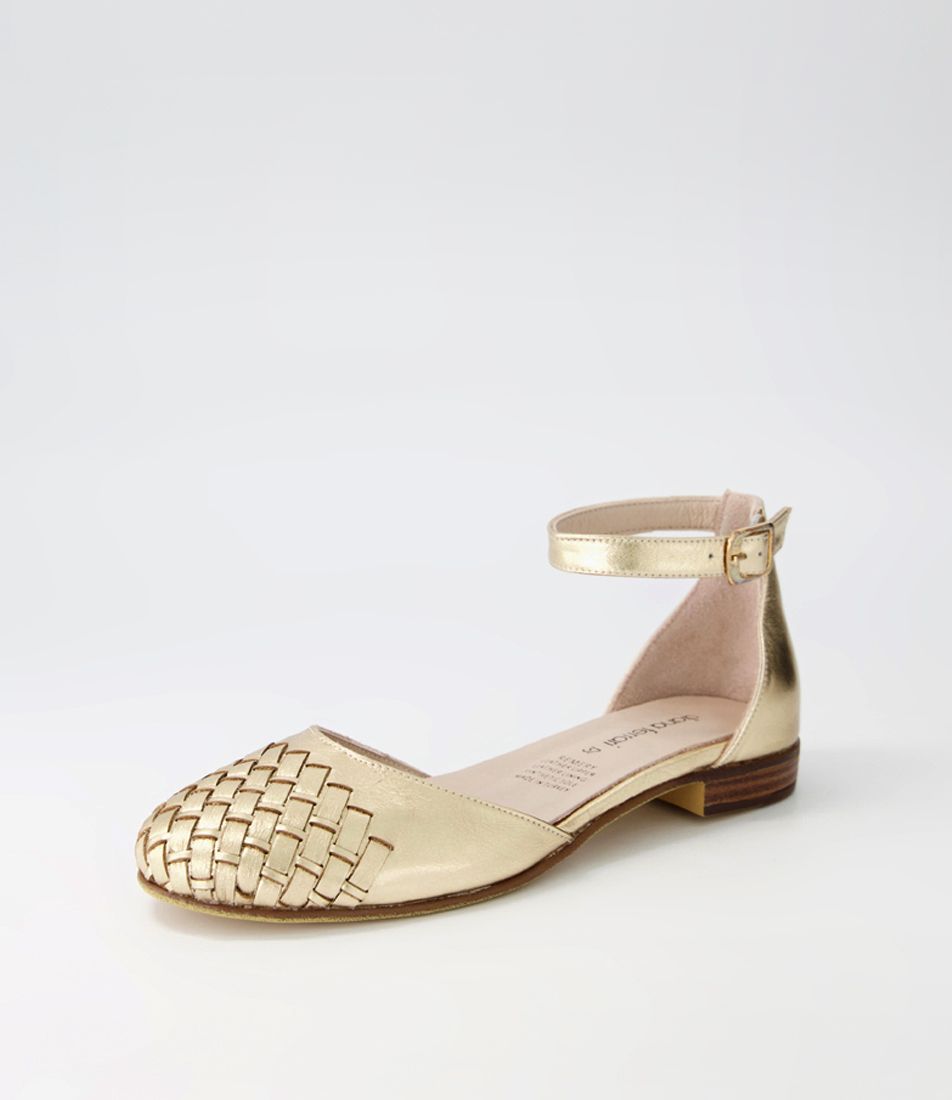 Remery Pale Gold Leather Flat Shoes